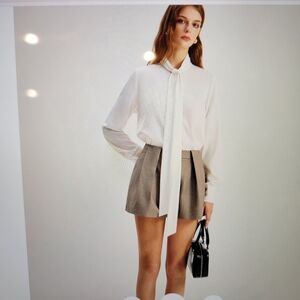 Commense White Blouse with Tie Detail